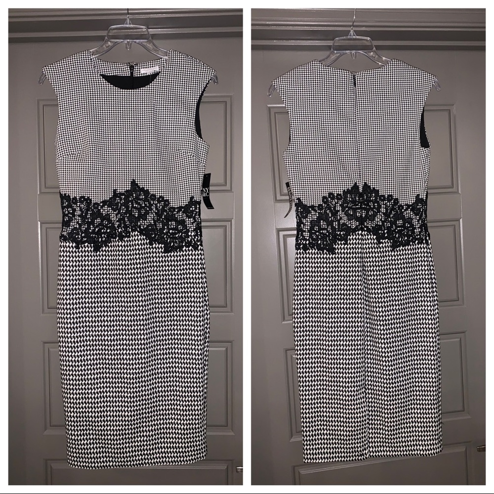 NY & Co. Houndstooth Lace Sheath Dress